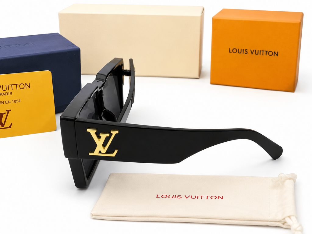 Gafas de Sol Estilo Luxury Oversize Negro con Detalles Dorados