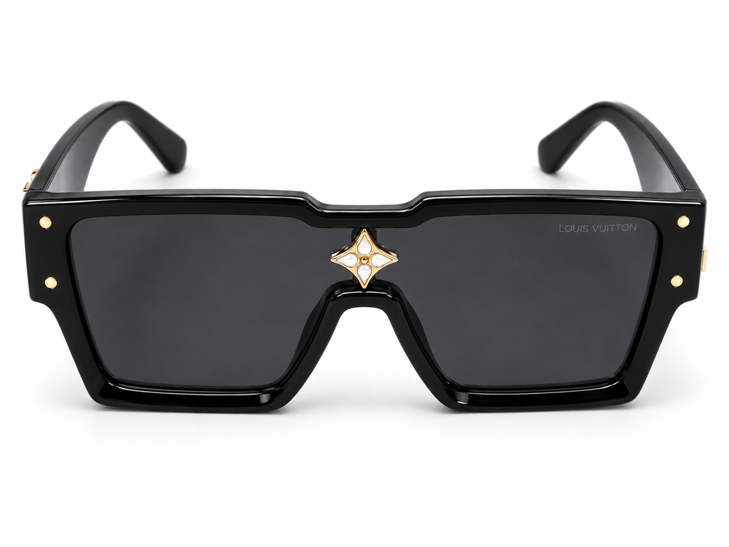 Gafas de Sol Estilo Luxury Oversize Negro con Detalles Dorados