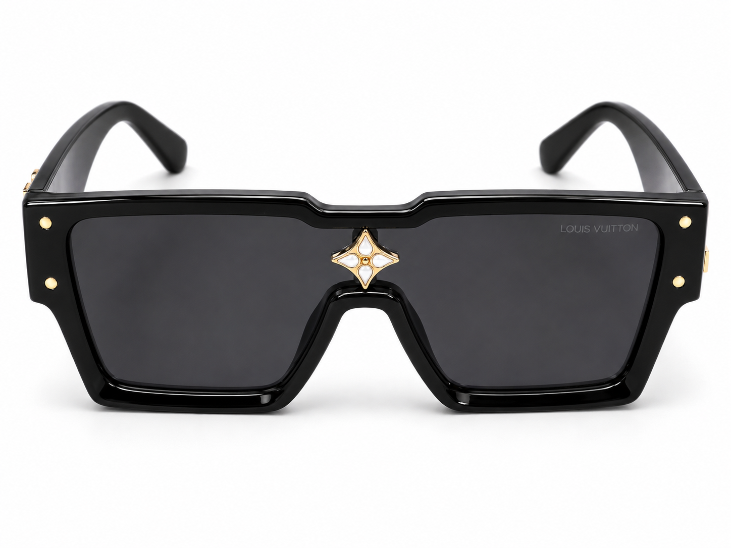 Gafas de Sol Estilo Luxury Oversize Negro con Detalles Dorados