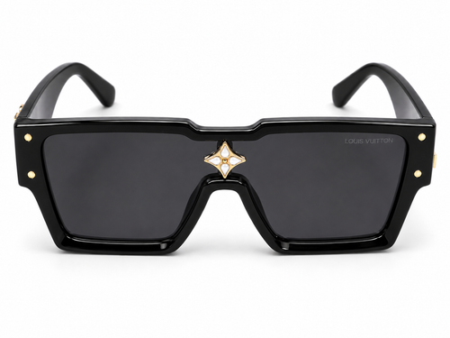 Gafas de Sol Estilo Luxury Oversize Negro con Detalles Dorados