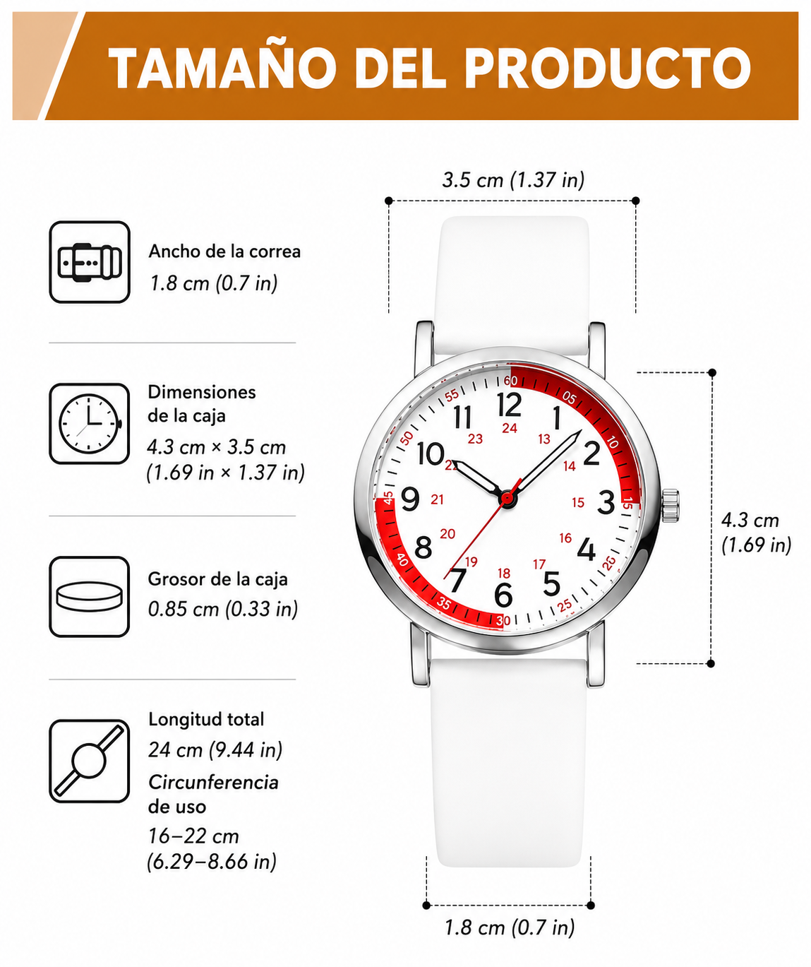 Reloj Unisex Minimalista con Correa de Silicona Blanca