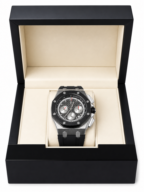 A.P Luxury Black Chronograph Watch – Stainless Steel Case | Sport Elegance Edition