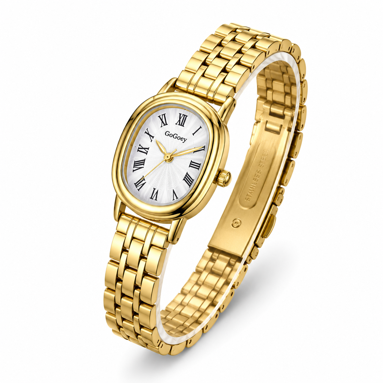 Reloj Elegante de Dama GoGoey Dorado – Diseño Clásico con Números Romanos y Pulsera de Acero Inoxidable