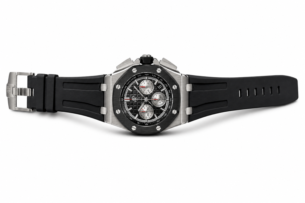 A.P Luxury Black Chronograph Watch – Stainless Steel Case | Sport Elegance Edition