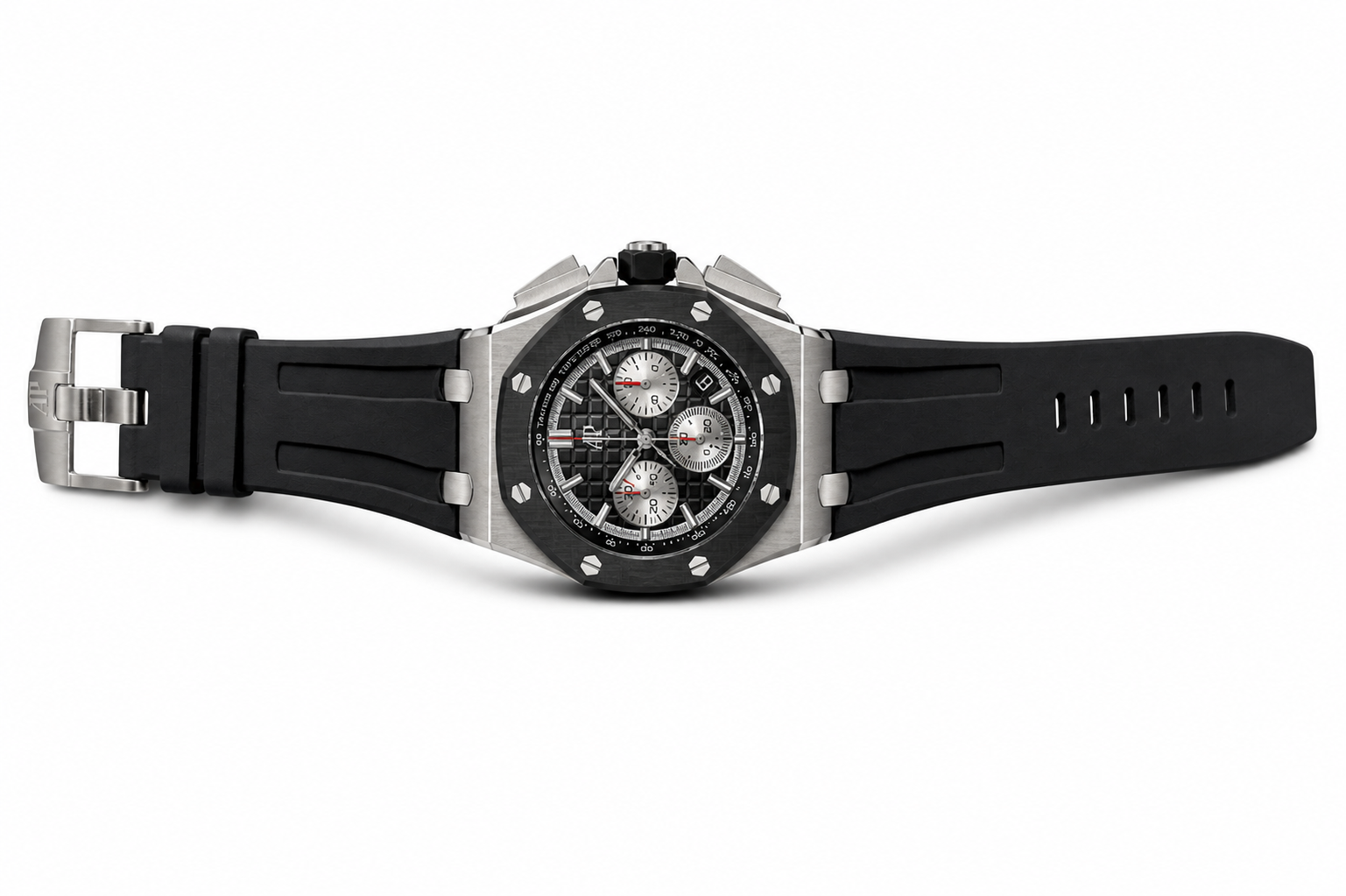 A.P Luxury Black Chronograph Watch – Stainless Steel Case | Sport Elegance Edition