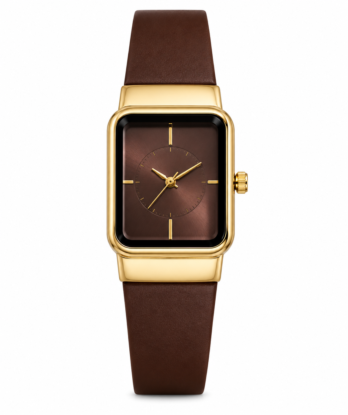 Reloj Elegante para Mujer con Correa Marrón y Caja Dorada – Diseño Minimalista de Cuarzo
