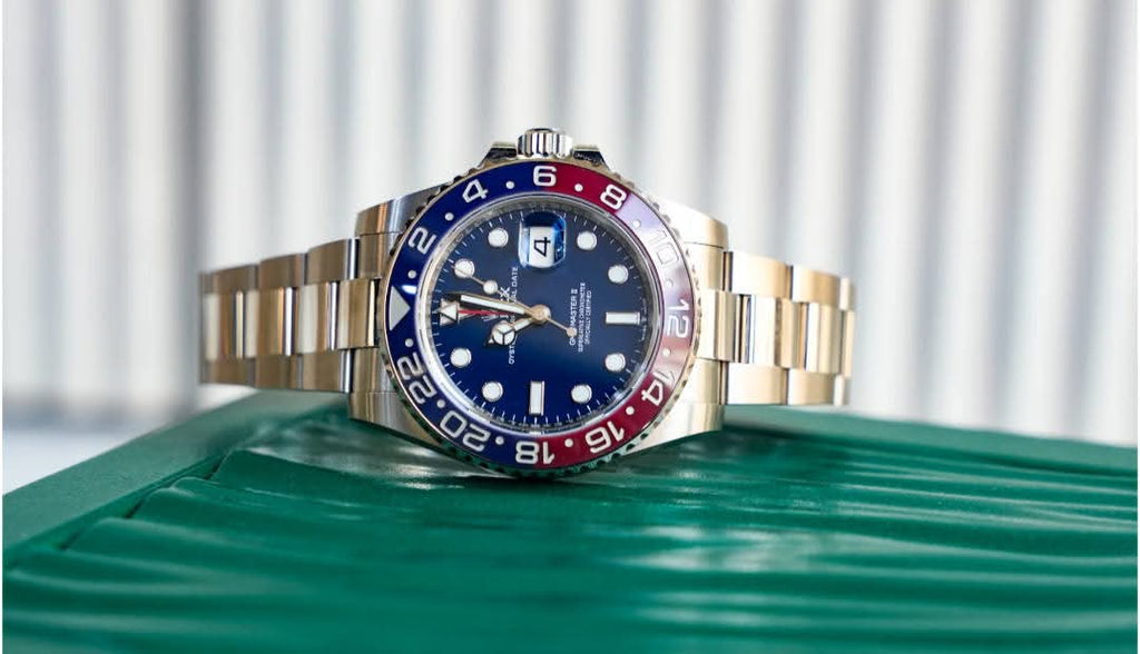 R.O.L.E.X. P.E.P.S.I Luxury GMT Style Watch – Dual Time Stainless Steel | Red & Blue Bezel Sport Edition
